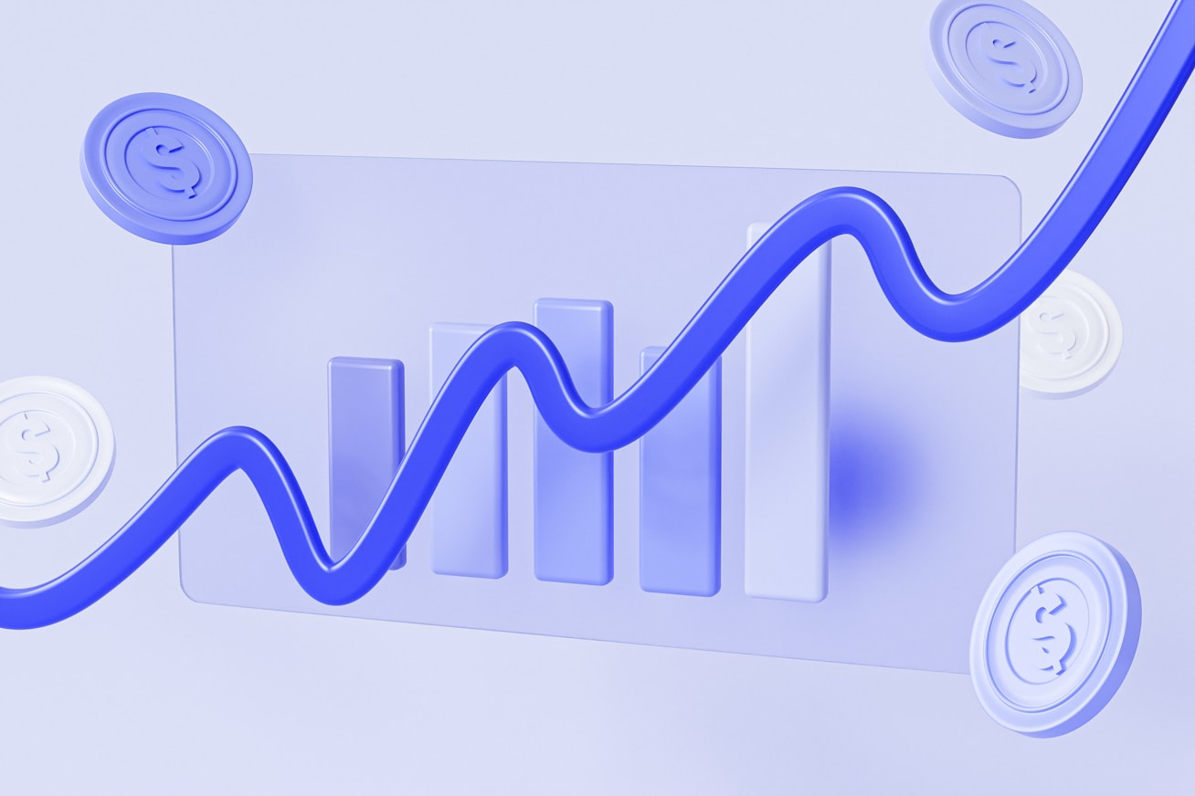 그래프와 상승 곡선이 표현된 컨셉 이미지